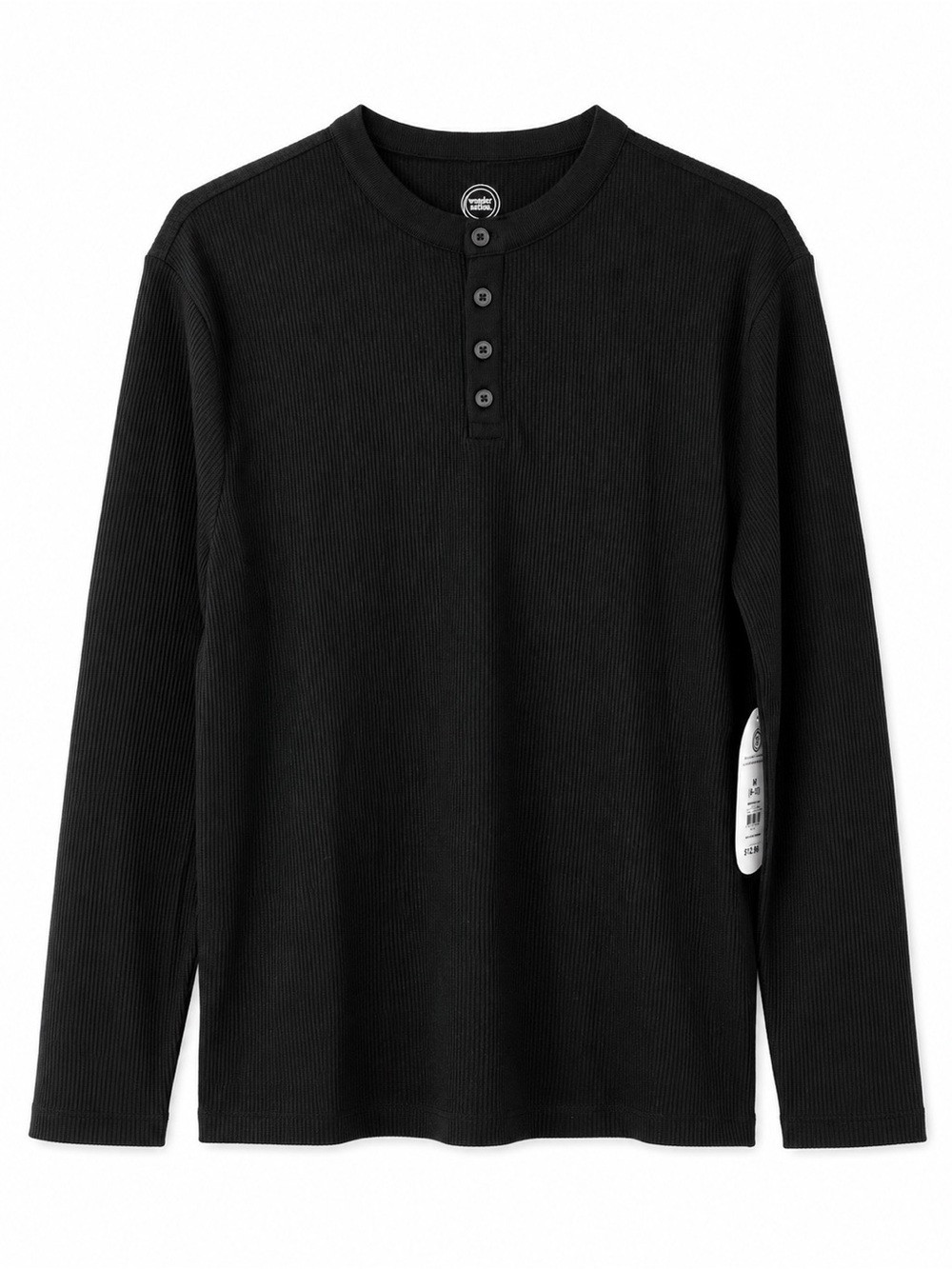 Wonder Nation Black Thermal Henley Long Sleeve Top Size XL (14-16) NWT